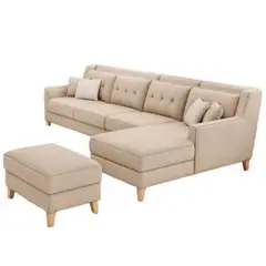 undefined - Sofá en L Derecho Texas Tela Pet Friendly Antifluidos Beige 260x75x80 Beige