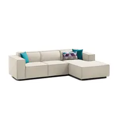 MUEBLES DE LUJO - Sofá en L Derecho Luz Tela Antifluidos Beige 260x86x72 Beige
