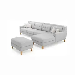 MUEBLES DE LUJO - Sofá en L Derecho Texas Tela Pet Friendly Antifluidos Gris 260x75x80