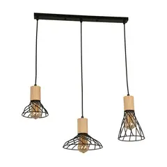IKELITE - Lámpara Colgante Negro de 3 Luces E27 60w 56 21328-2