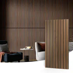 ART3D - 2 Paneles Acústicos de Listones de Madera Marrón