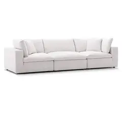 undefined - Sofá Emperador 4 Puestos Tela Antifluidos 300x95x85 Blanco