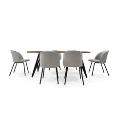 HOGAR VENECIA - Comedor 6 puestos Malaga Sillas Osaka 73x170x90 Plata