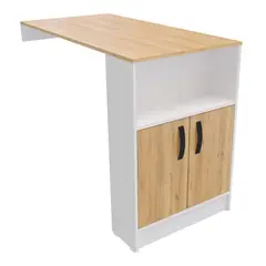 MADERKIT - Barra Auxiliar Cocina Rosell 90cmx120cmx60.2cm Color Blanco Duna
