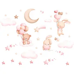 VINILOVERS - Vinilo Bebe Conejos Y Globos De Corazones