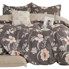 MY HOME STORE - Funda Duvet Estampado Flores Sobre Negro Doble