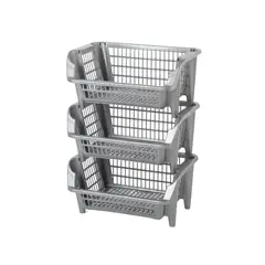BUHOGAR - Almacenador Organizador Apilable Multiusox3 Gris