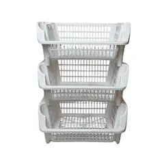 BUHOGAR - Almacenador Organizador Apilable Multiusox3 Blanco