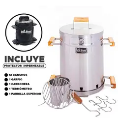 MR BEEF - Barril Asador Acero Inoxidable 430 Grande 76x45 Cm Con Forro