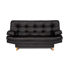 TODOTEJIDOS - Sofá Cama Valencia Sintético Negro 3 puestos 180x84x85