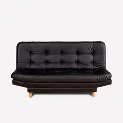 TODOTEJIDOS - Sofá Cama Valencia Sintético Negro 3 puestos 180x84x85 + Puff