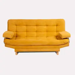 TODOTEJIDOS - Sofá Cama Valencia Mostaza 3 puestos 180x84x85 + Puff