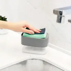 MADECENTRO - Dispensador para Detergente y Esponja Trium Plomo