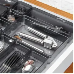 MADECENTRO - Organizador de Cajón Clear de 15x56x225 cm Plomo