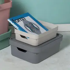 MADECENTRO - Caja Organizadora Baja Cube sin Tapa Plomo