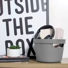 MADECENTRO - Cesta Cube Flex sin Tapa Plomo 4 Litros