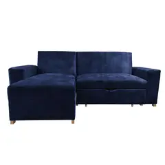 LA AMOBLADORA - Sala en L con Sofá Cama London 170 X 98 Azul 45X198X210 Cm