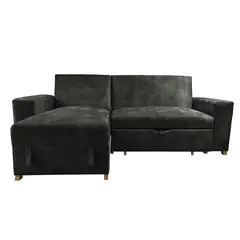 LA AMOBLADORA - Sala Multifuncional Sofá Cama + Baul London Plomo 45X198X210 Cm