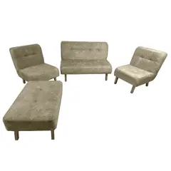 LA AMOBLADORA - Sala Icono con 2 Poltronas Y Puff Ivory 80X120X75 Cm