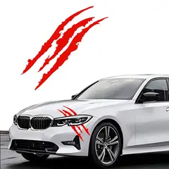 GENERICO - Sticker Calcomanía Rasguño Monster Carro Rojo 1 Unidad