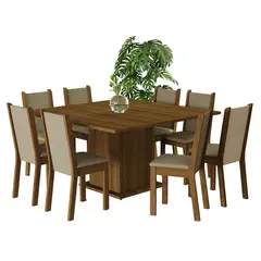 MADESA - Juego de Comedor Marisa con 8 Sillas Marron/crema/beige