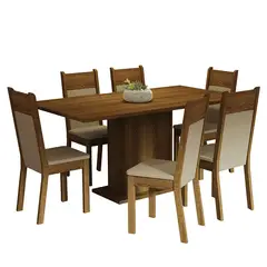 MADESA - Juego de Comedor Augusta con 6 Sillas Marron/crema/beige