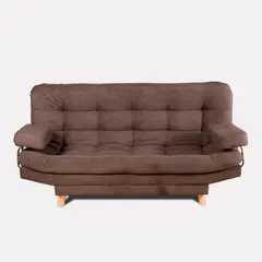 TODOTEJIDOS - Sofá Cama Valencia Chocolate 3 Puestos 180X84X85+ Puff