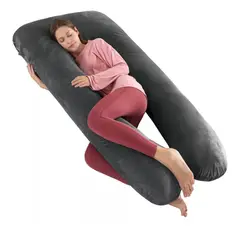 52 BITS - Almohada Espuma Para Embarazo Cuerpo Entero Media Tela Peluche Forro Inerno 140X20 Cm