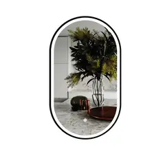 LIENXO - Espejo Decorativo Ovalado Enmarcado Negro Con Luz Moher 500 Mm X 900 Mm