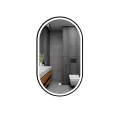 LIENXO - Espejo Decorativo Ovalado Enmarcado Negro Con Luz Moher Small 400 Mm X 700 Mm