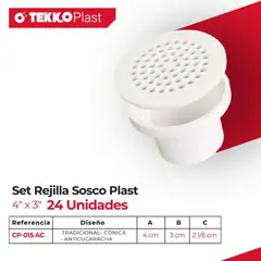 TEKKO PLAST - Set Rejilla Sosco Plast. de 4" x 3"( 24 Unds)