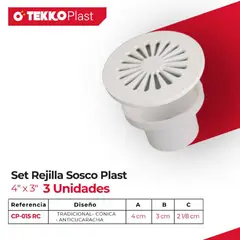 TEKKO PLAST - Set Rejilla Sosco Plast. de 4" x 3"( 6 Unds)