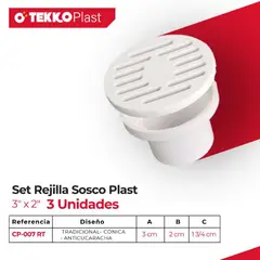 TEKKO PLAST - Set Rejilla Sosco Plast. de 3" x 2"( 3 Unds)