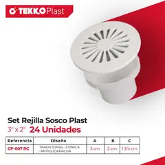 TEKKO PLAST - Set Rejilla Sosco Plast. de 3" x 2"( 24 Unds)