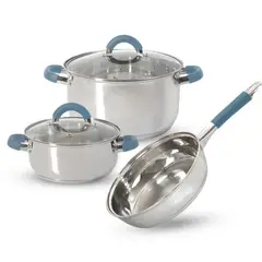 HOME ELEMENTS - Bateria de cocina 5 Piezas en Acero Inoxidable Acc Silicona