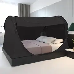 ALVANTOR - Carpa de Privacidad para Cama Matrimonial Opaca e Insonorizada con Diseño Portátil y Transpirable Color Gris