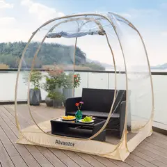 ALVANTOR - Carpa Burbuja Beige Tienda Iglú Transparente para Exteriores con Protección Climática y Montaje Instantáneo