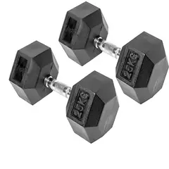 GYM FACTORY FITNESS - Set X 2 Unid Mancuerna Encauchetada Hexagonal 25 Kg