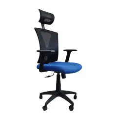 ADEQUAR - Silla de escritorio Ejecutiva Negro y Azul Moderno