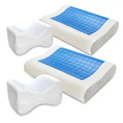 ENERGY PLUS - Set X4: 2 Almohadas Gel Ortopédica +2 Almohadas Para Piernas