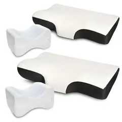 ENERGY PLUS - Set X4: 2 Almohadas Cervical + 2 Almohadas Para Piernas Gel