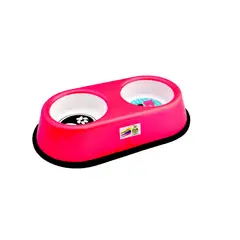 AM MASCOTAS - Comedero Para Perro Doble Bicolor Pequeño