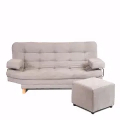 TODOTEJIDOS - Sofá Cama Valencia Plata 3 puestos 180X84X85 + Puff