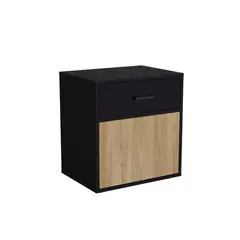 JUST HOME COLLECTION - Mesa De Noche Grayson 1 Cajón 50x55x37,3 cm Negro Madera Natural