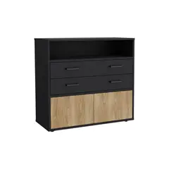 JUST HOME COLLECTION - Cajonera Grayson 4 Cajones 80x75x35 cm Negro Madera Natural