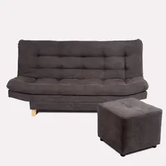 TODOTEJIDOS - Sofá Cama Valencia Gris 3 puestos 180X84X85 + Puff