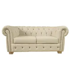 LA AMOBLADORA - Sofá Clasico Chester Cuero Beige 90X180X90 Cm