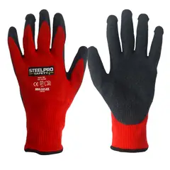 STEELPRO - Paquete X 12 Pares Guante Multiflex Latex Rojo Talla L