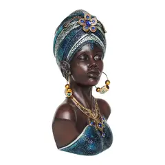 MARRES - Escultura Cabeza Africana 15x25.5 cm Azul Nairobi