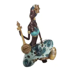MARRES - Escultura Africana Sentada 15x22 cm Azul Nairobi